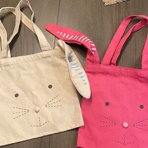 Adorable Bunny Ear Tote Bags for Kids - Cream and Pink